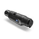 A black Zeiss monocular thermal imaging scope shown at an angle on a clean white background with a soft shadow.