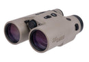 Tan binoculars with purple lenses on a white background, featuring the SIG Sauer logo.