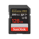 SanDisk Extreme PRO SDXC 128GB 200MB/s R 90MB/s W UHS-I U3 C10 V30 Card